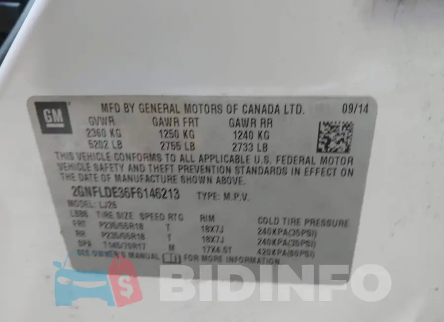 2GNFLDE36F6146213 Photo# 9