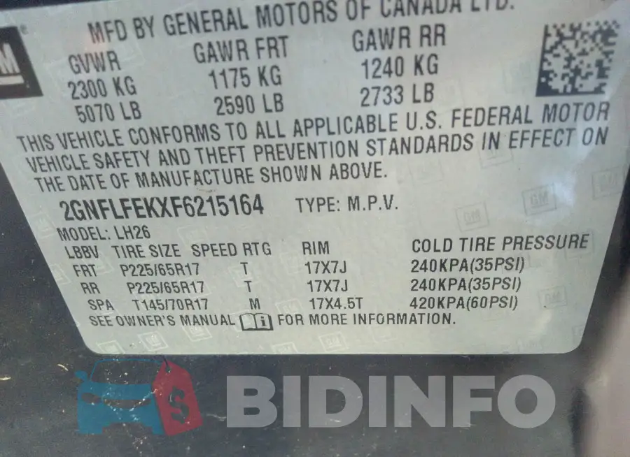 2GNFLFEKXF6215164 Photo# 9