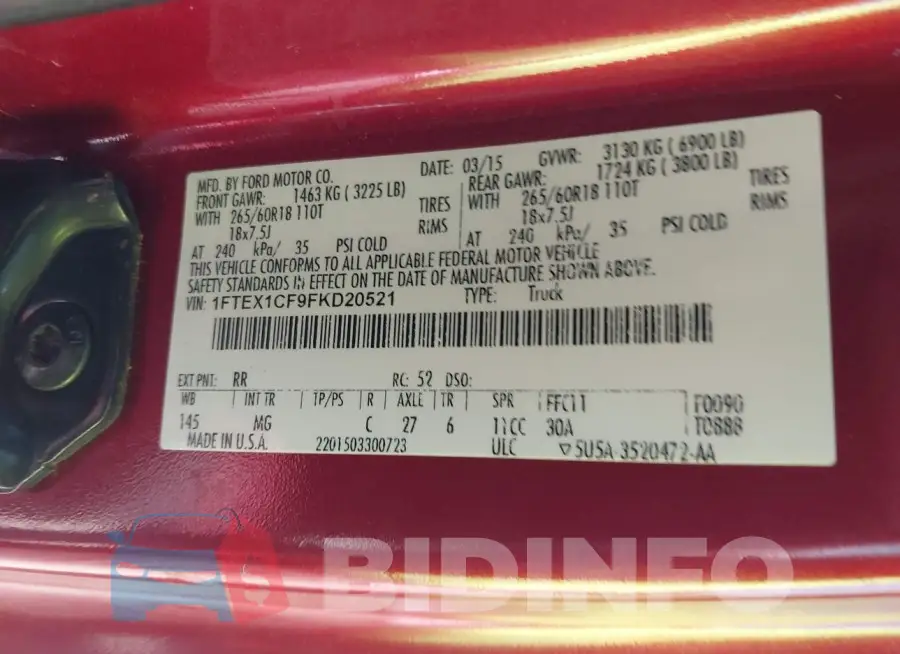 1FTEX1CF9FKD20521 Photo# 9