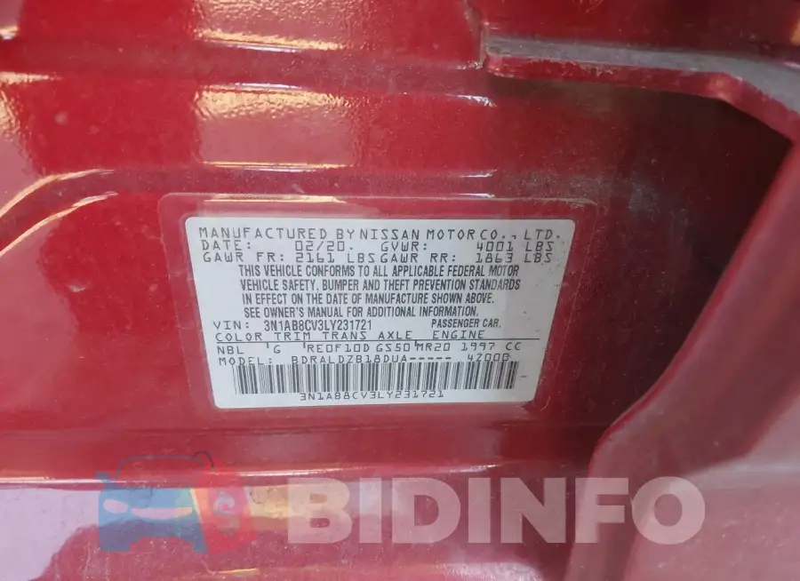 3N1AB8CV3LY231721 Photo# 9