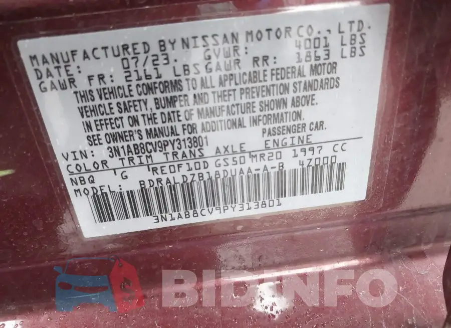 3N1AB8CV9PY313801 Photo# 9