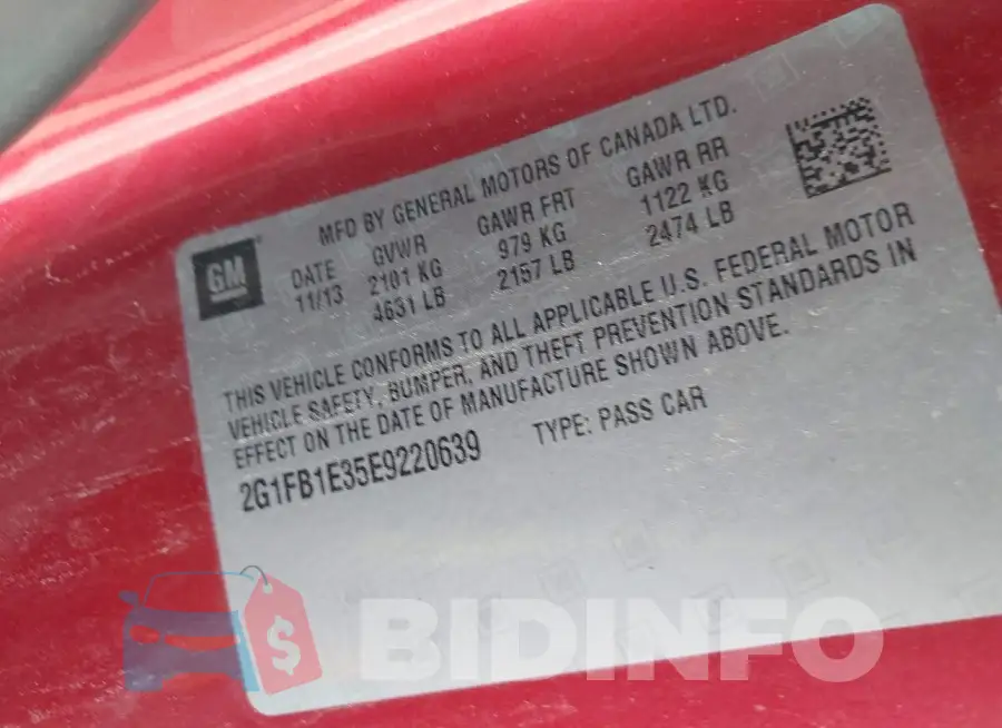 2G1FB1E35E9220639 Photo# 9