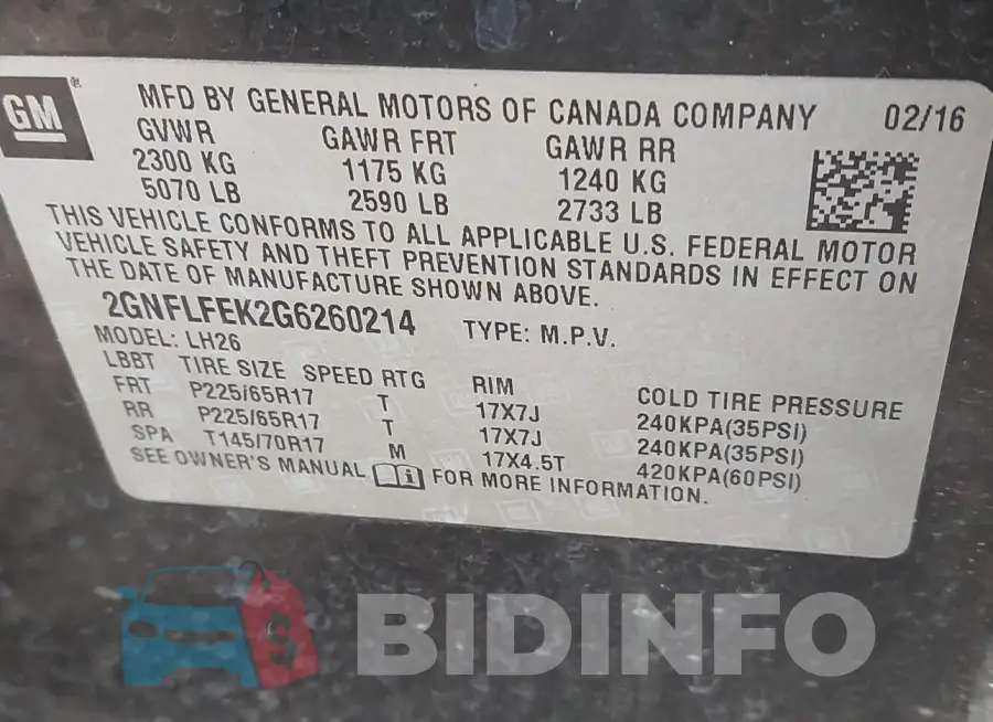 2GNFLFEK2G6260214 Photo# 9