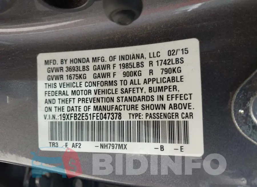 19XFB2E51FE047378 Photo# 9