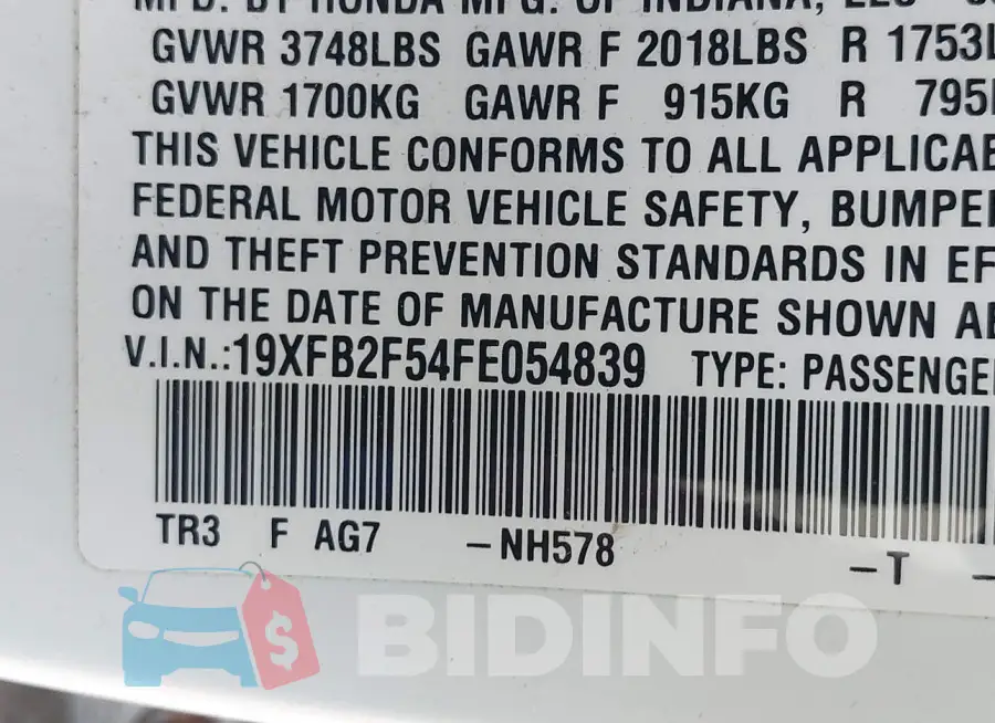 19XFB2F54FE054839 Photo# 9