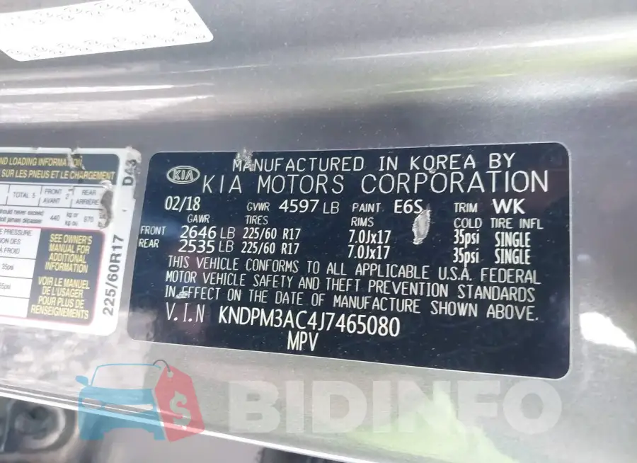 KNDPM3AC4J7465080 Photo# 9
