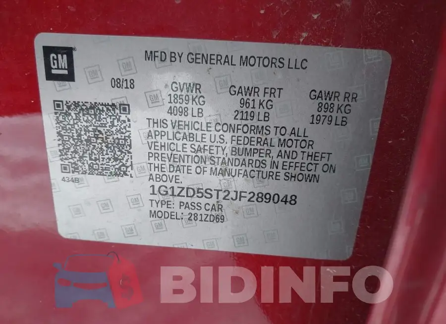 1G1ZD5ST2JF289048 Photo# 9
