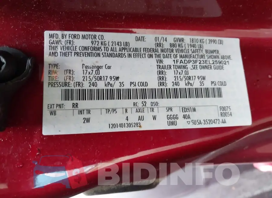 1FADP3F23EL259021 Photo# 9