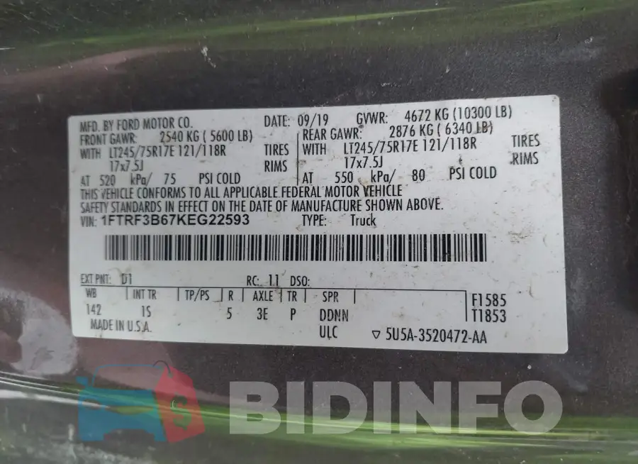 1FTRF3B67KEG22593 Photo# 8