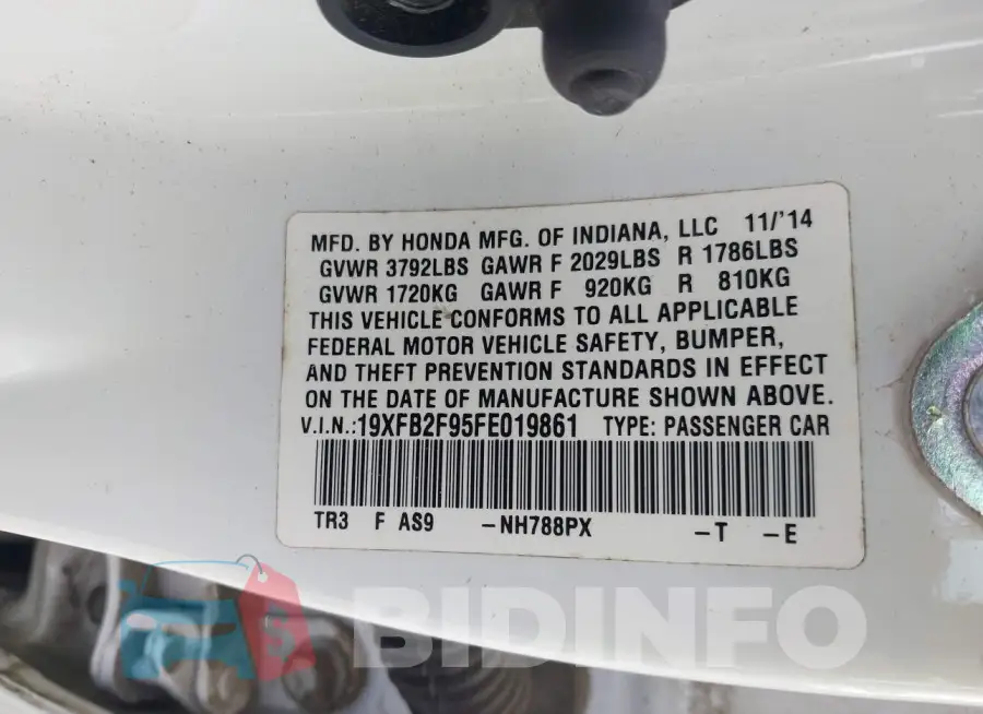 19XFB2F95FE019861 Photo# 9