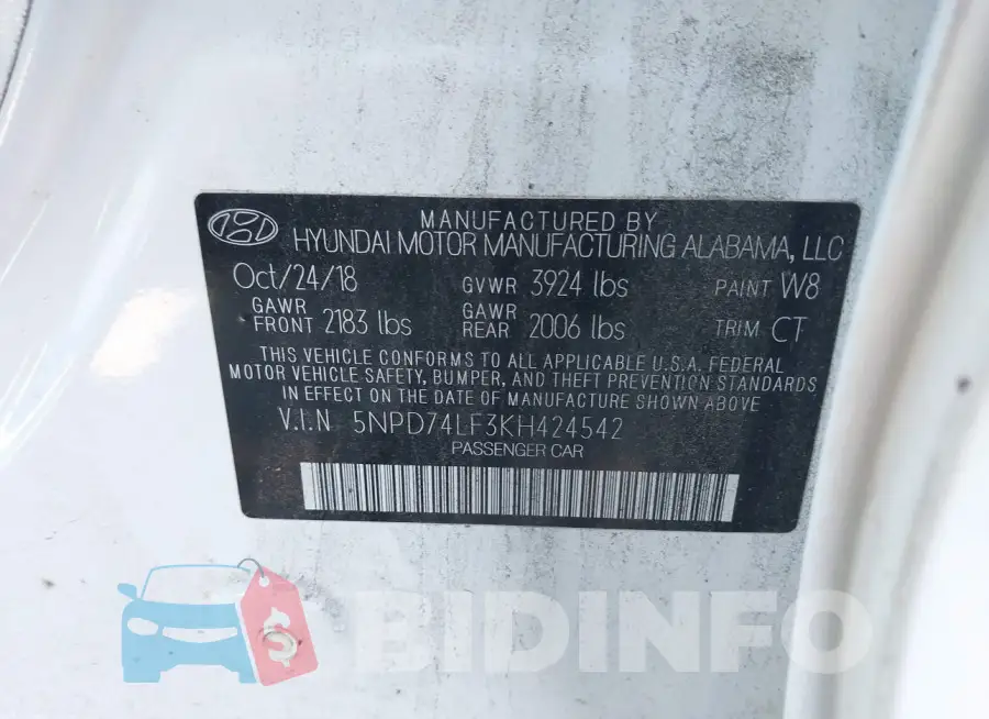 5NPD74LF3KH424542 Photo# 9