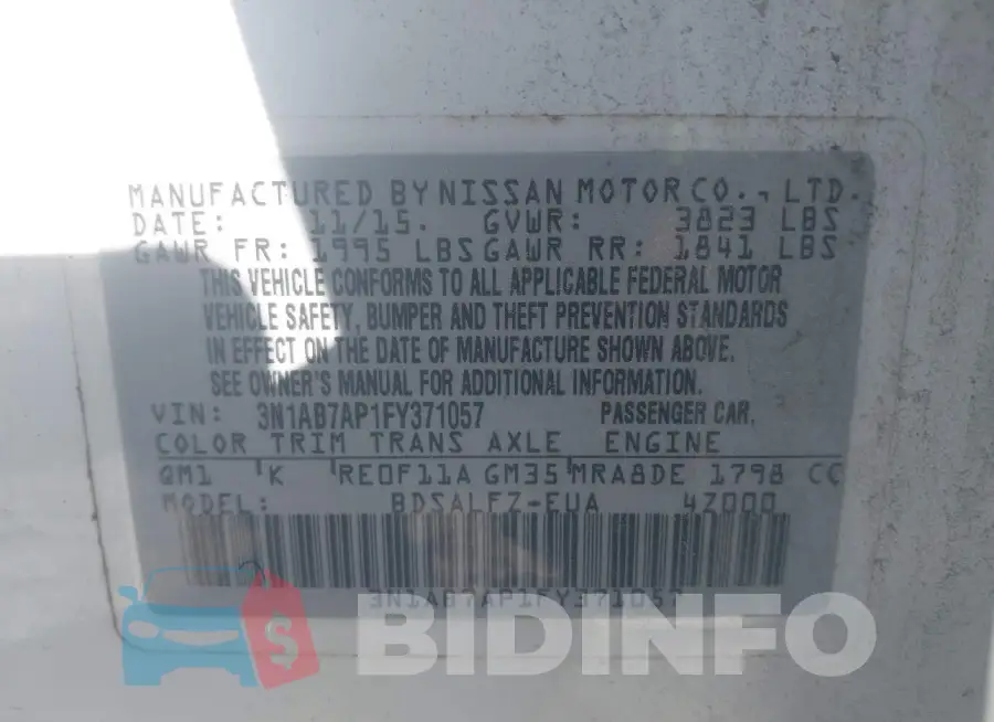 3N1AB7AP1FY371057 Photo# 9