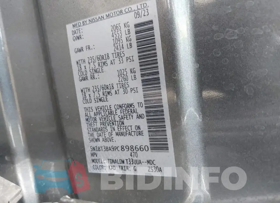 5N1BT3BA9PC898660 Photo# 9