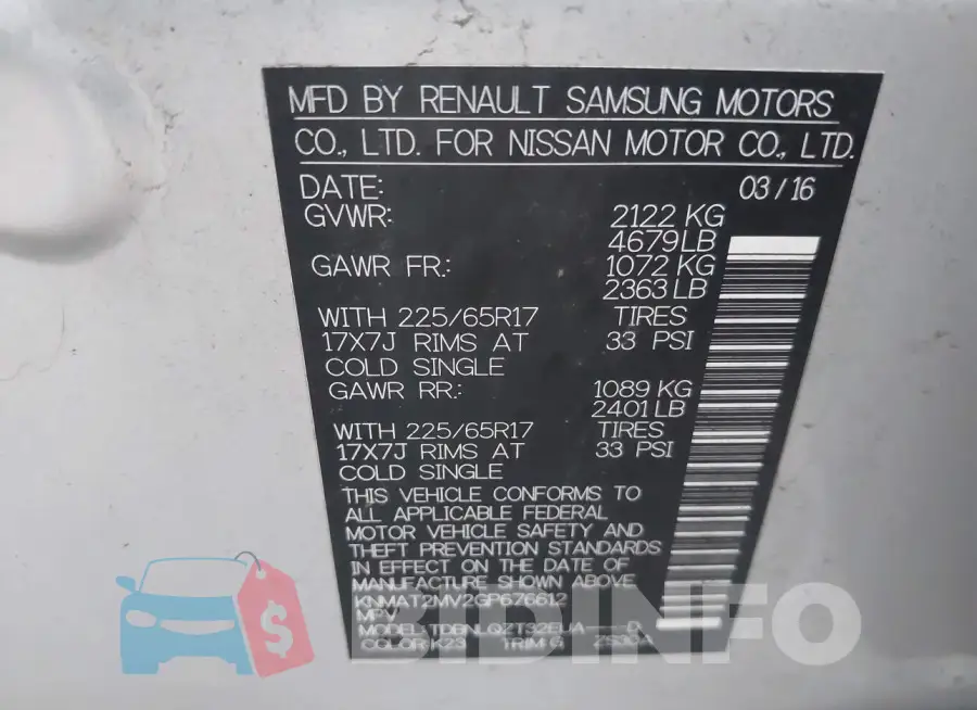KNMAT2MV2GP676612 Photo# 9
