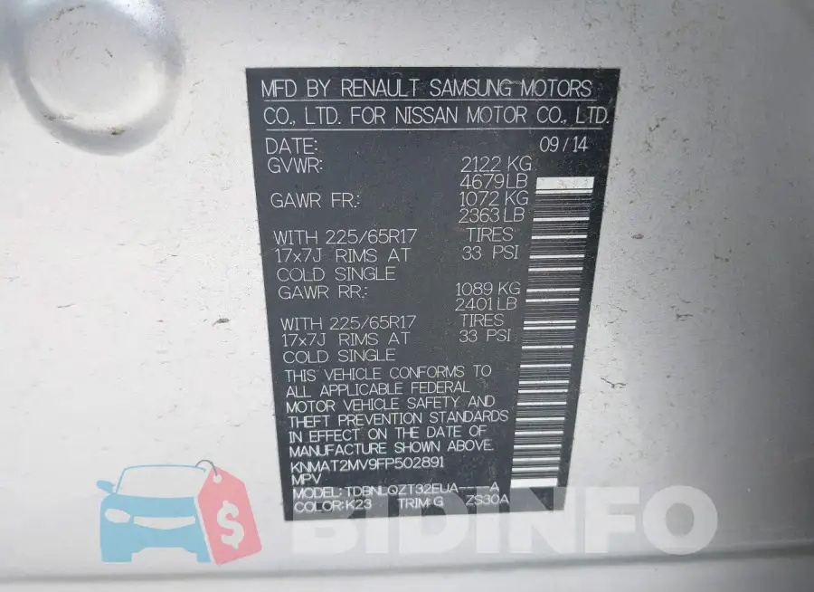 KNMAT2MV9FP502891 Photo# 9
