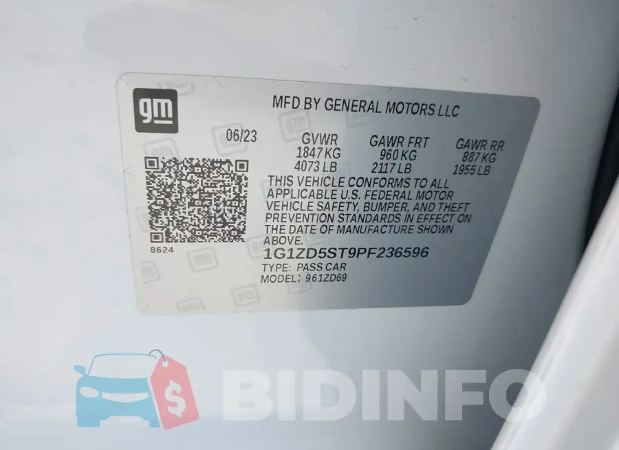 1G1ZD5ST9PF236596 Photo# 9