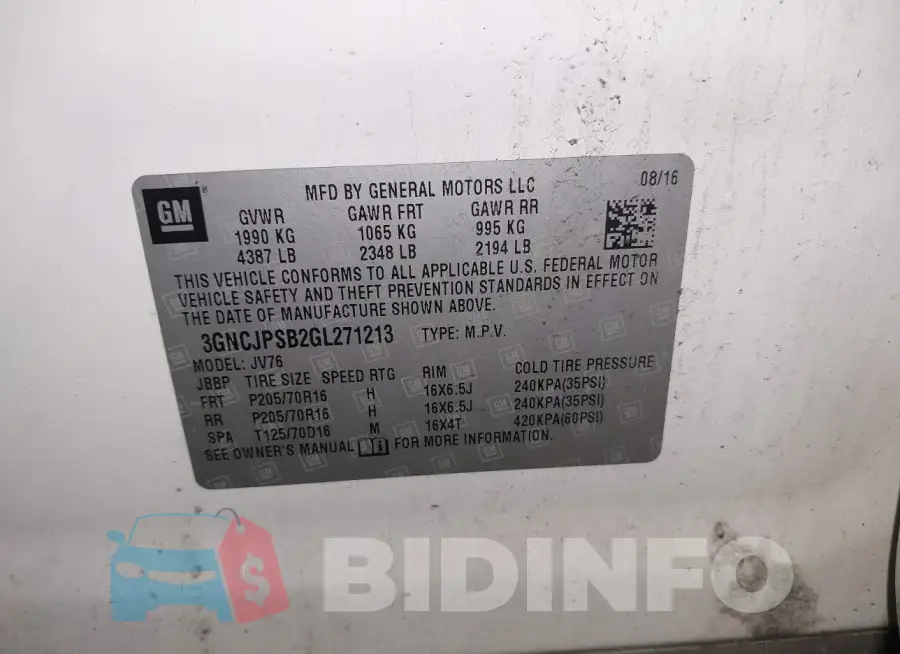 3GNCJPSB2GL271213 Photo# 9