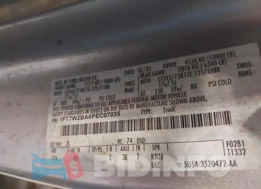 1FT7W2BA6PEC07035 Photo# 9