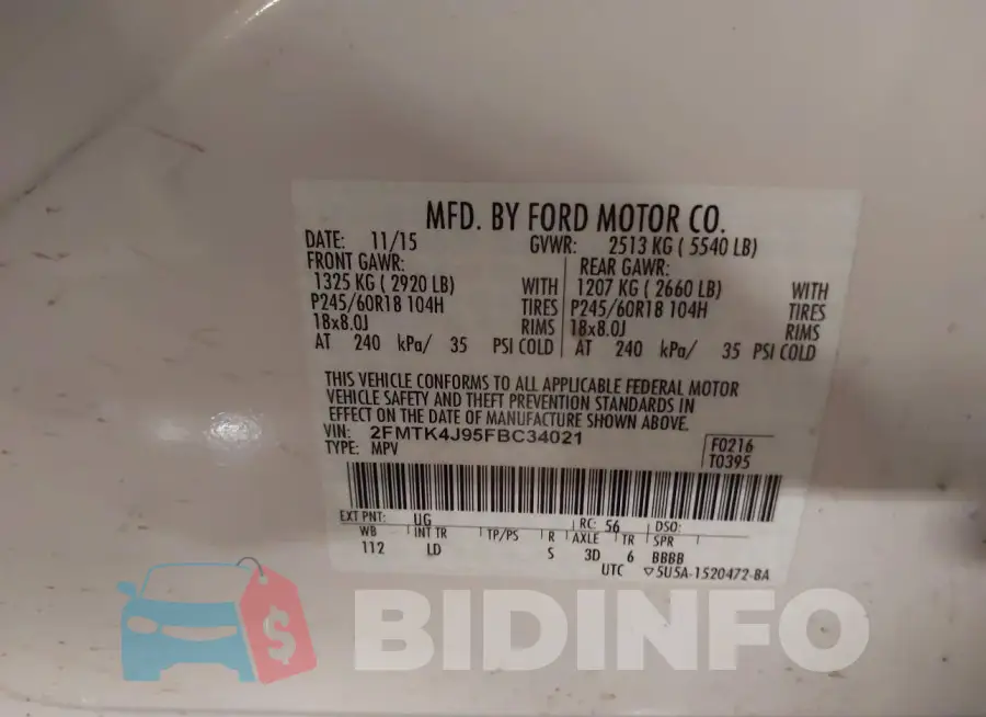 2FMTK4J95FBC34021 Photo# 9