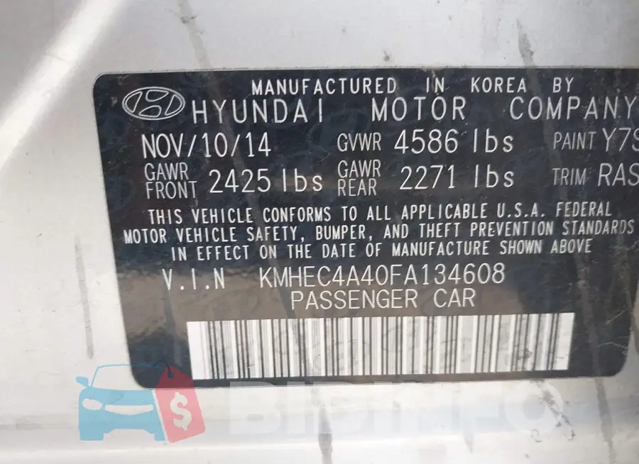 KMHEC4A40FA134608 Photo# 9