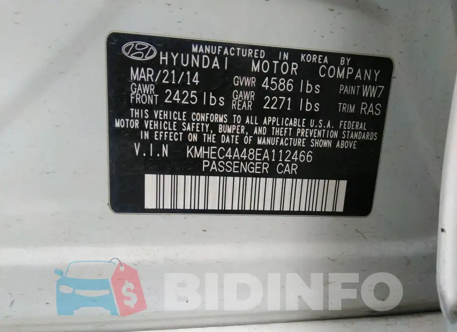 KMHEC4A48EA112466 Photo# 9