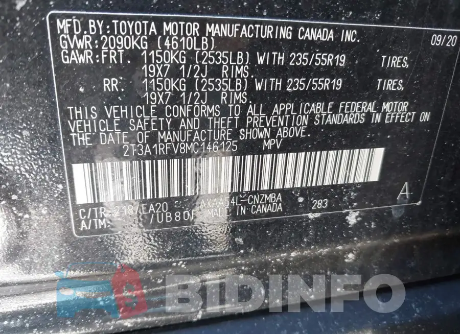 2T3A1RFV8MC146125 Photo# 9