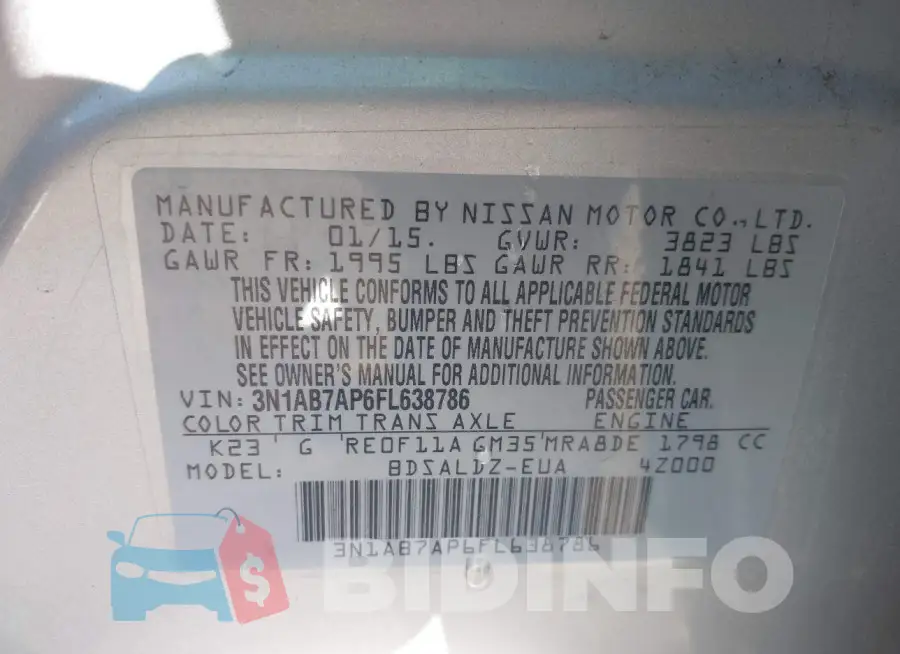 3N1AB7AP6FL638786 Photo# 9