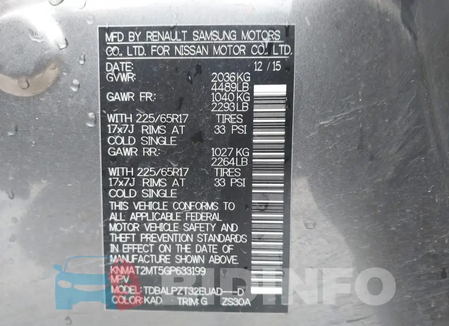KNMAT2MT5GP633199 Photo# 9