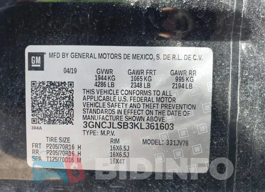 3GNCJLSB3KL361603 Photo# 9