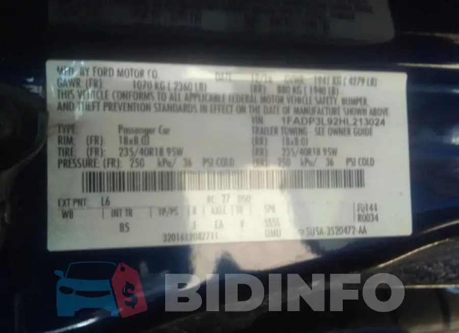 1FADP3L92HL213024 Photo# 9