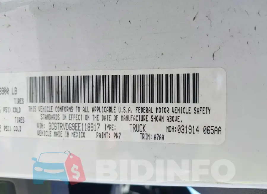 3C6TRVDG9EE118917 Photo# 9