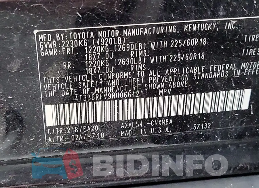 4T3B6RFV9NU066421 Photo# 17