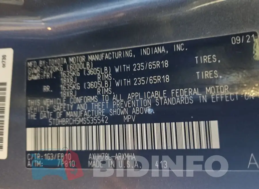 5TDHBRCH5MS535542 Photo# 24