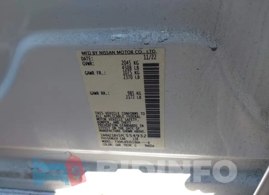 1N4AZ1BV1PC554932 Photo# 9