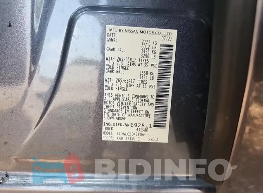 1N6ED1EK7NN692811 Photo# 8
