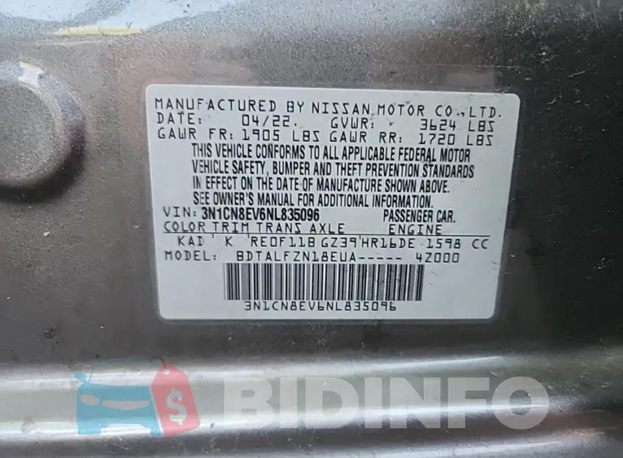 3N1CN8EV6NL835096 Photo# 8