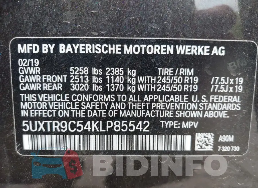 5UXTR9C54KLP85542 Photo# 9