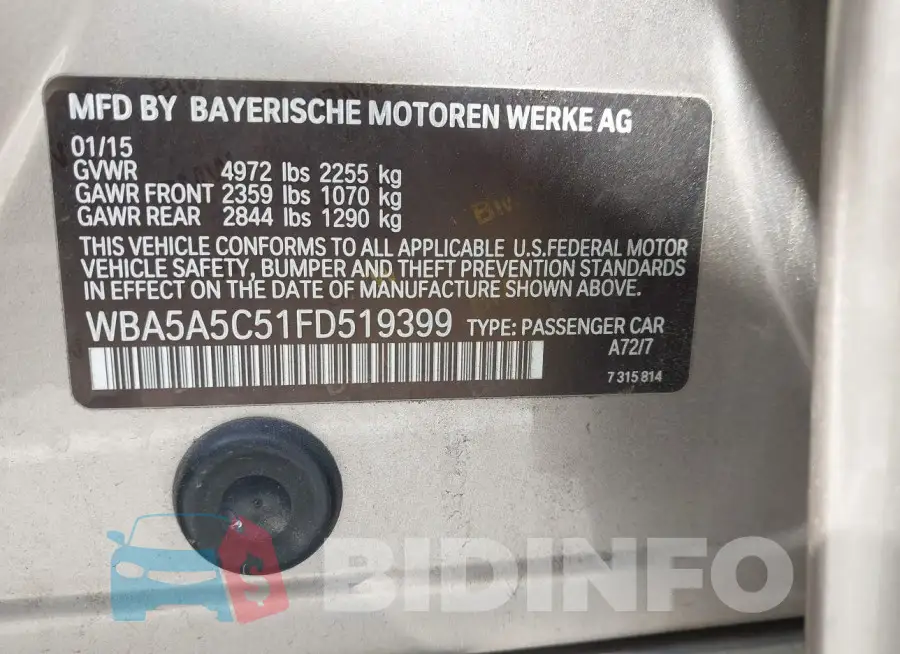WBA5A5C51FD519399 Photo# 9