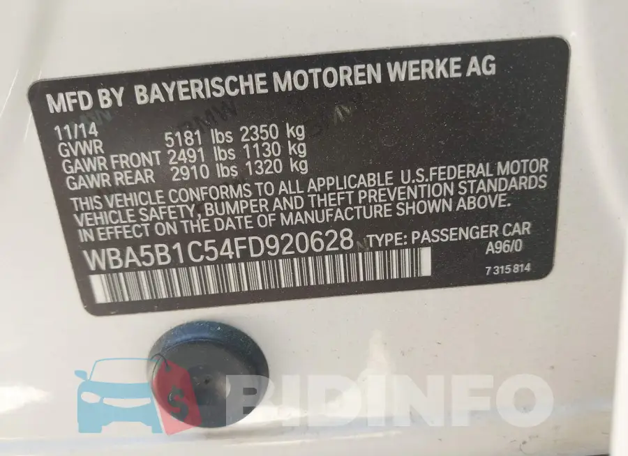WBA5B1C54FD920628 Photo# 9