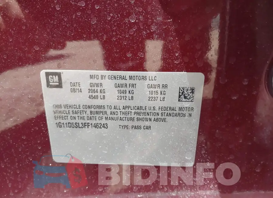 1G11D5SL3FF146243 Photo# 9
