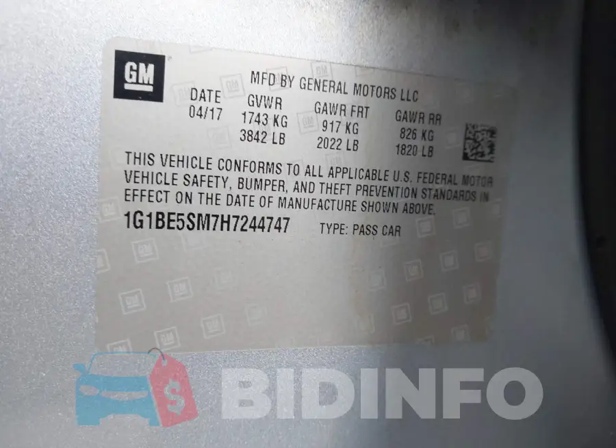 1G1BE5SM7H7244747 Photo# 9