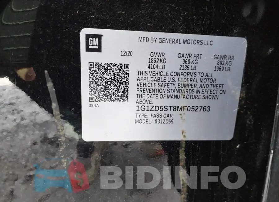 1G1ZD5ST8MF052763 Photo# 9