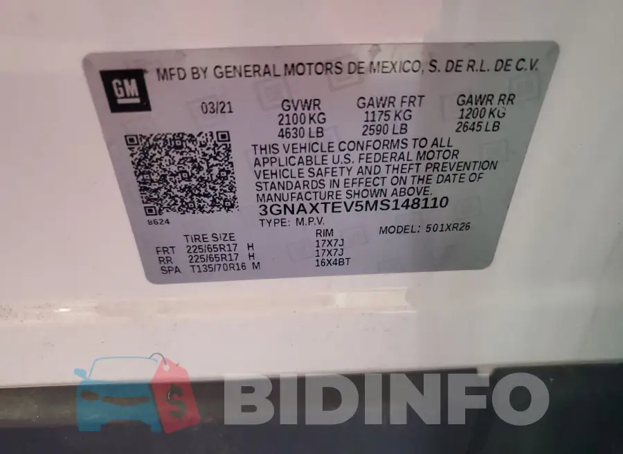 3GNAXTEV5MS148110 Photo# 1