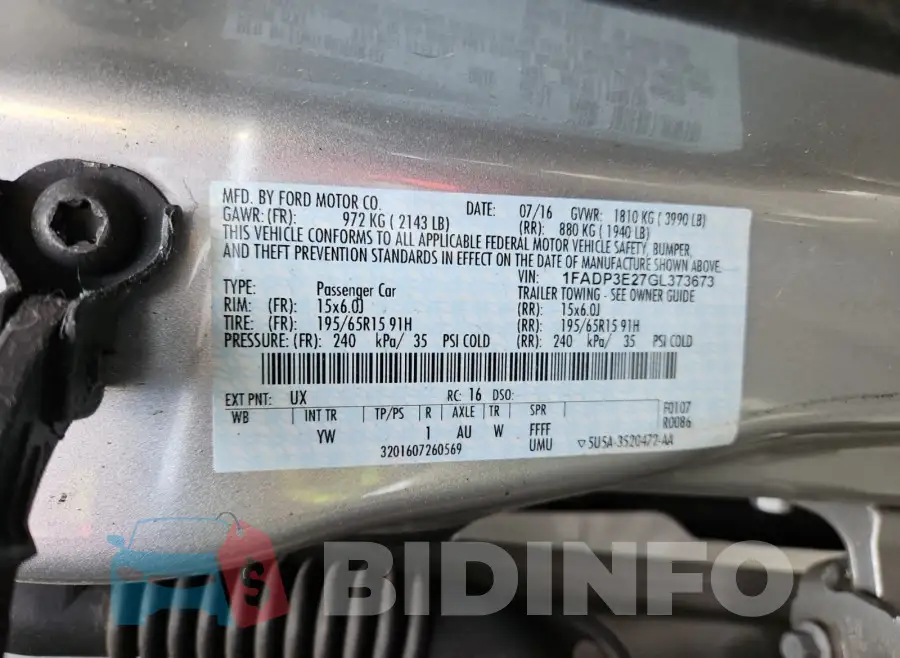1FADP3E27GL373673 Photo# 19