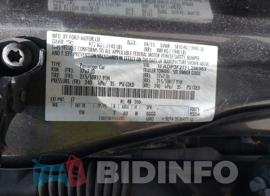 1FADP3F27FL286983 Photo# 9