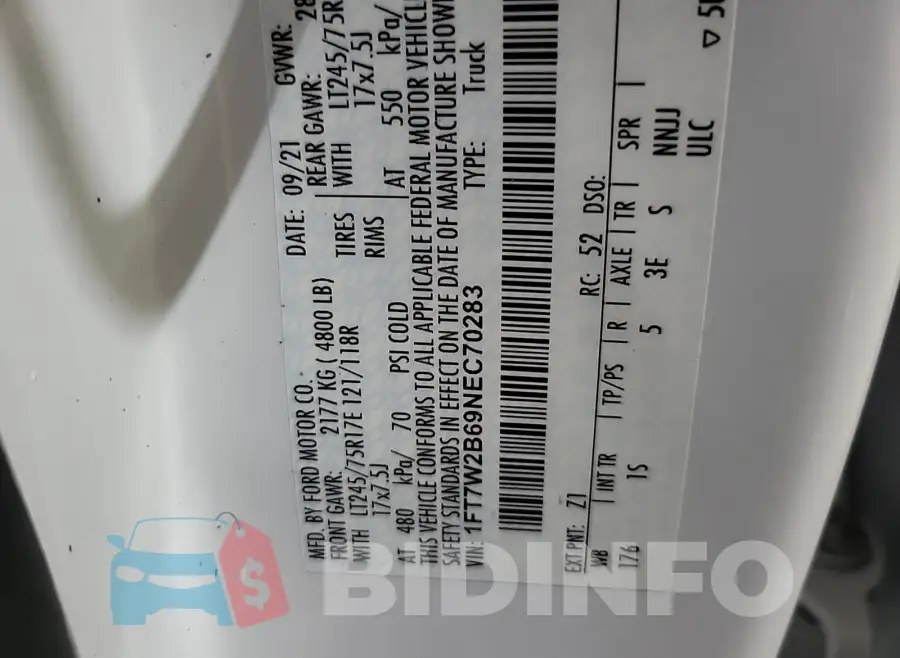 1FT7W2B69NEC70283 Photo# 17