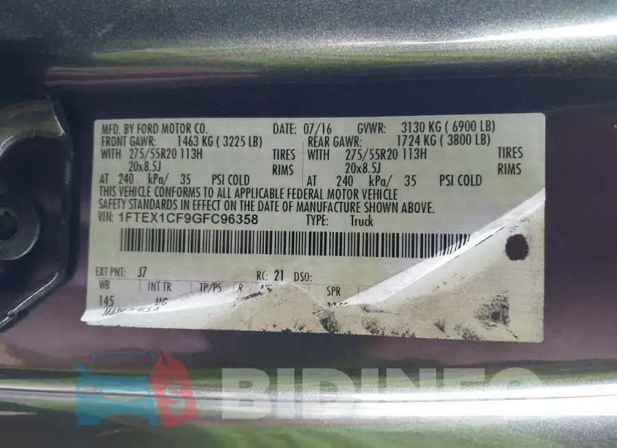1FTEX1CF9GFC96358 Photo# 9