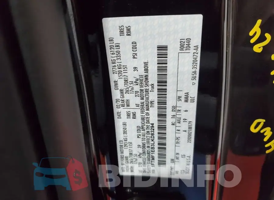 1FTMF1EB3LKD83294 Photo# 8