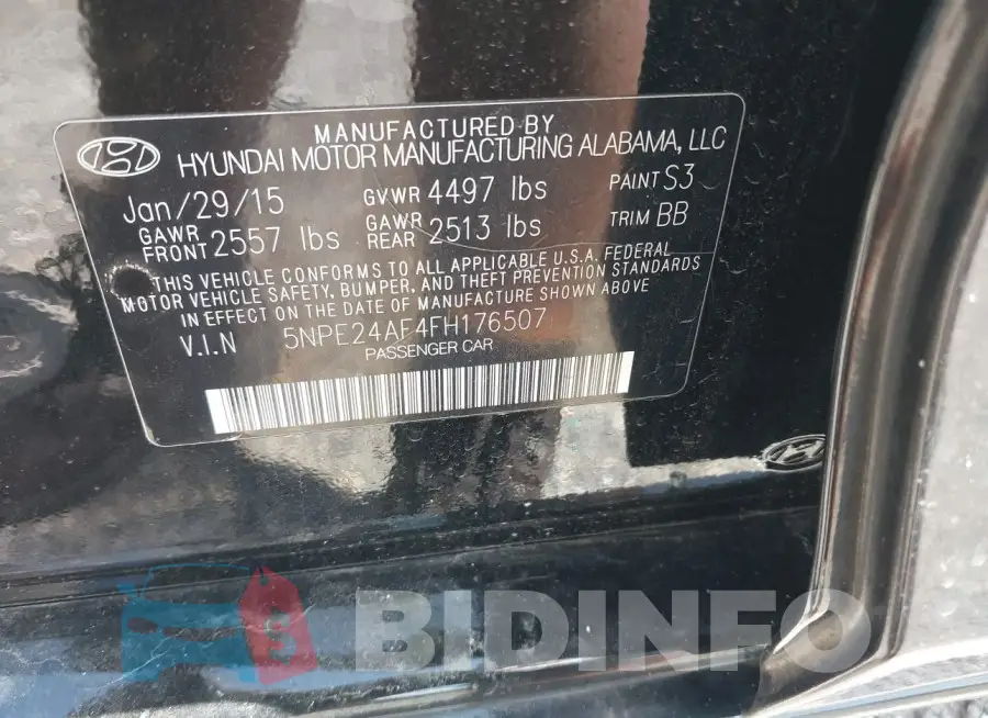 5NPE24AF4FH176507 Photo# 9