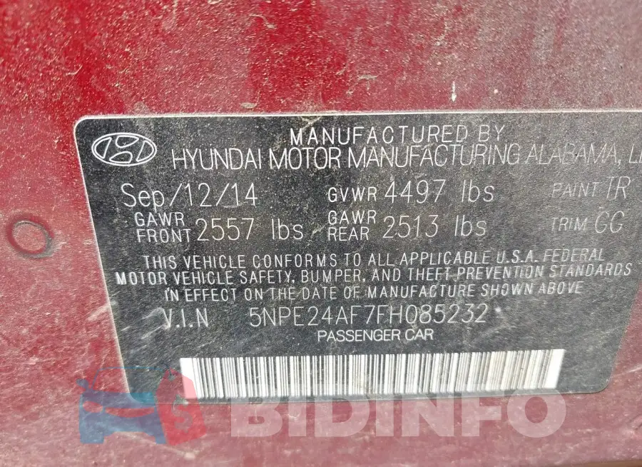 5NPE24AF7FH085232 Photo# 9